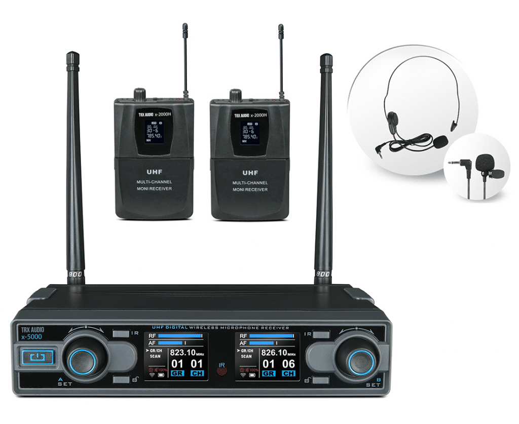 זוג מיקרופון מדונה אלחוטיים מבית TRX Audio X5000 תדר משתנה — תמונה 2