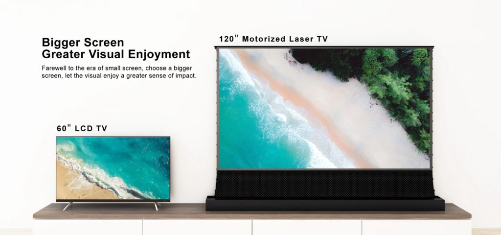 מסך הקרנה חשמלי מדפי למקרן לייזר Jeason Screen בגודל 120" PET Crystal-TPU 1.5Gain — תמונה 3