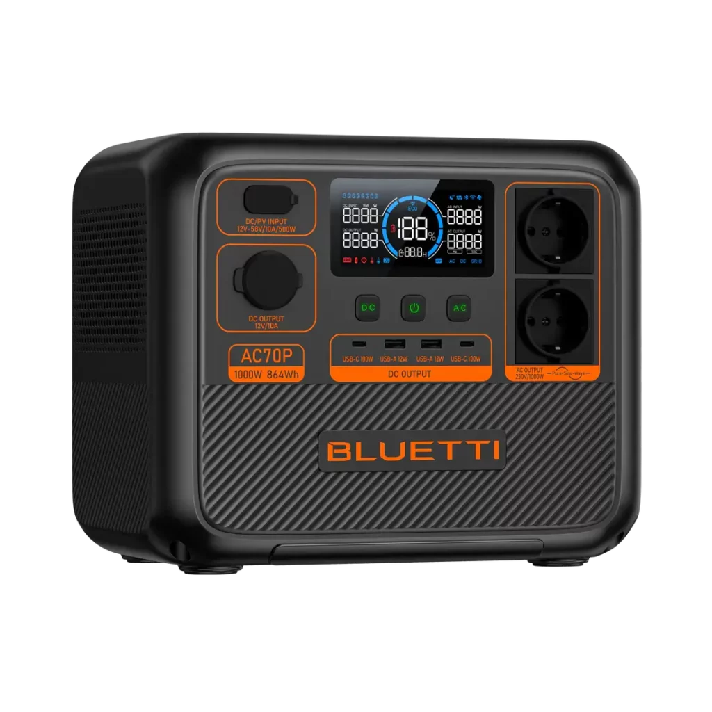 גנרטור חשמלי סולארי BLUETTI AC70P | 1000W 864Wh
