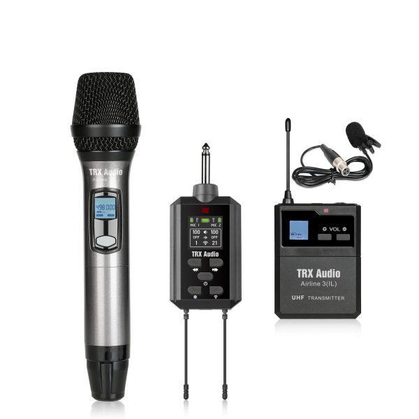 סט: מיקרופון דש אלחוטי TRX Audio Airline-3 + מיקרופון אלחוטי + רסיבר נטען