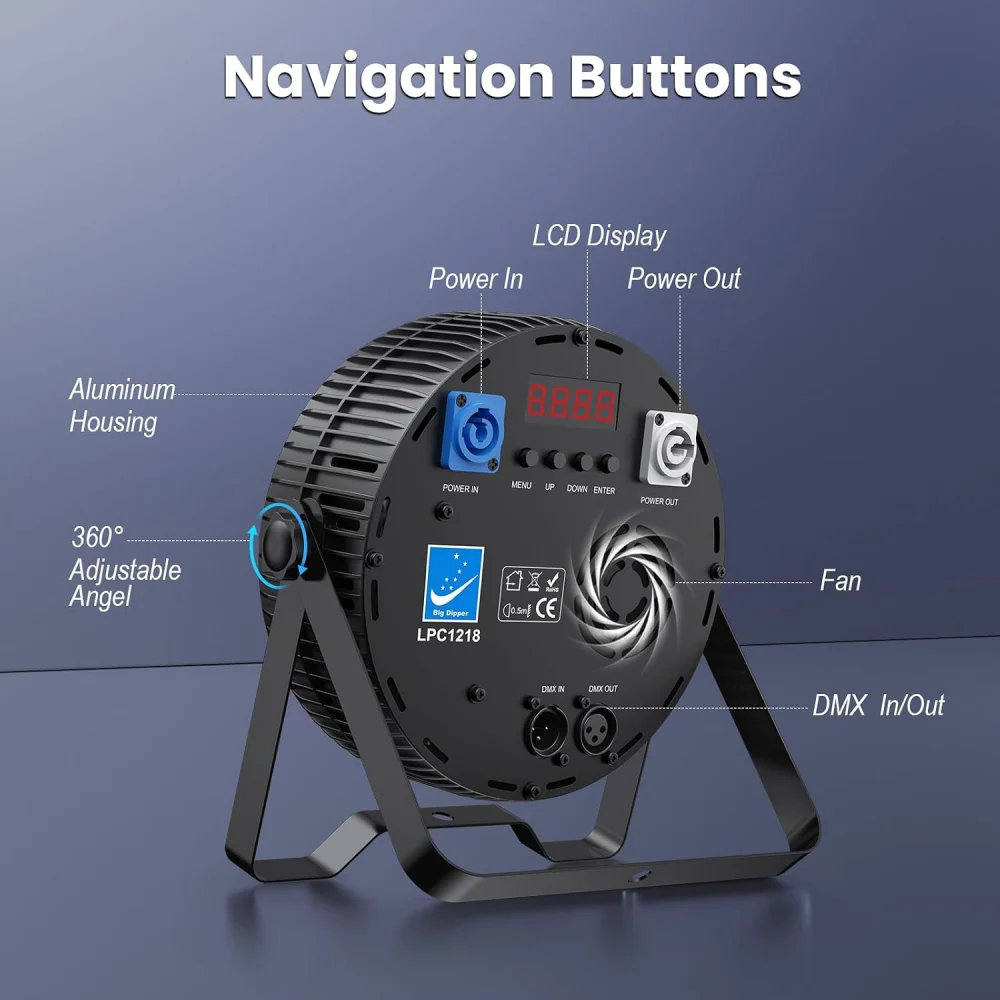 פנס תומאס לד מקצועי Big Dipper LPC1218 (12x18W 6-in-1) — תמונה 3