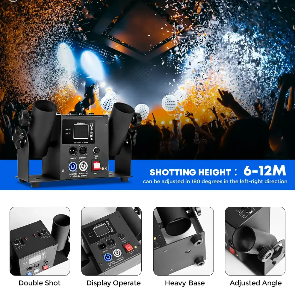 תותח קונפטי חשמלי כפול MOKA SFX MK-CN03 — תמונה 9